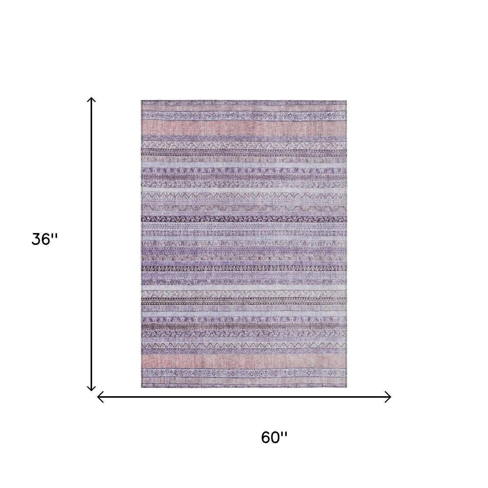 3' X 5' Lavender And Purple Striped Washable Indoor Outdoor Area Rug Homeroots Outdoor