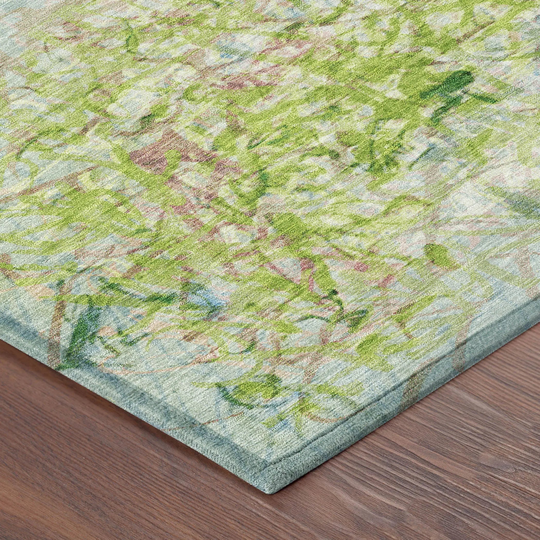 3' X 5' Lime Green And Ivory Abstract Washable Indoor Outdoor Area Rug Homeroots Outdoor
