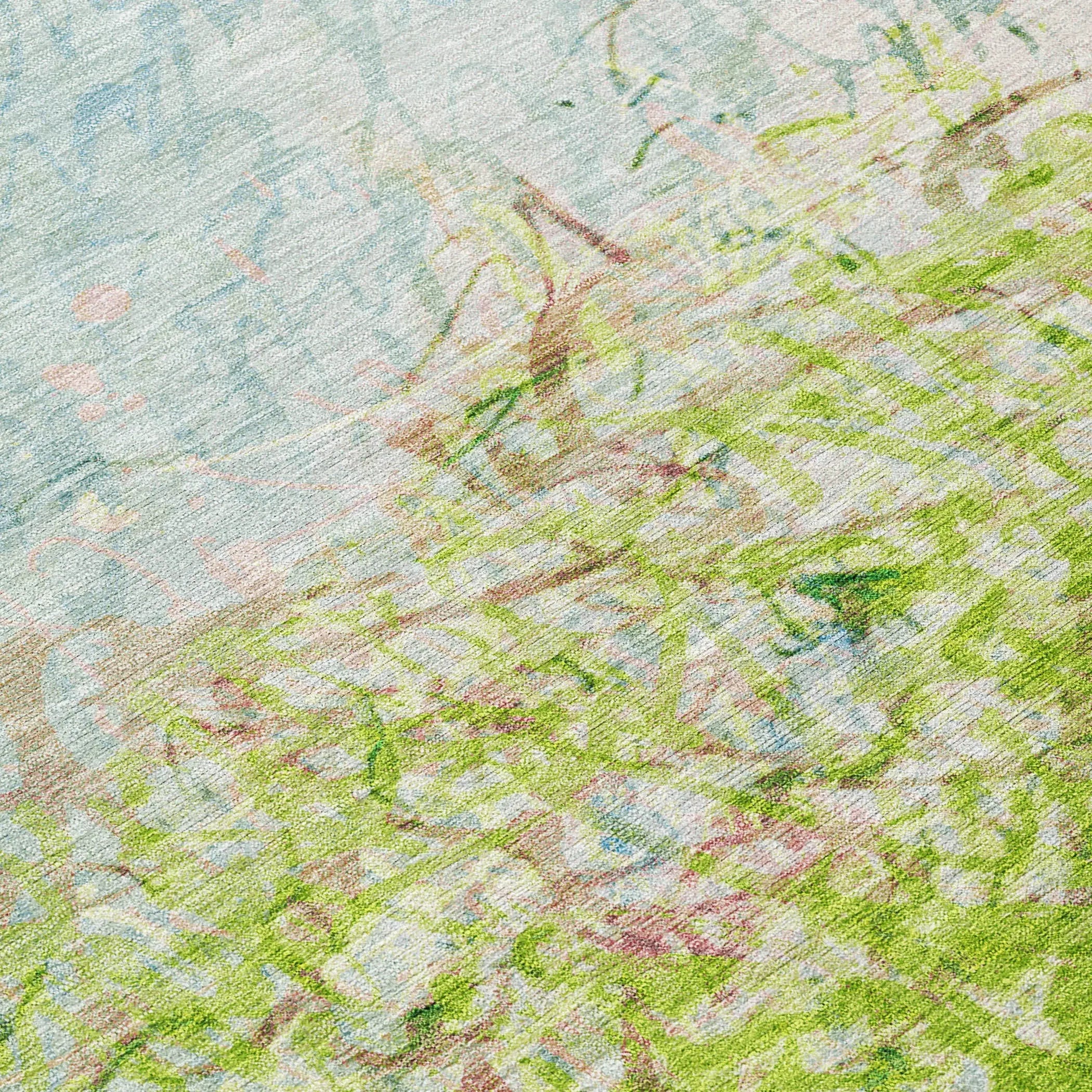 3' X 5' Lime Green And Ivory Abstract Washable Indoor Outdoor Area Rug Homeroots Outdoor