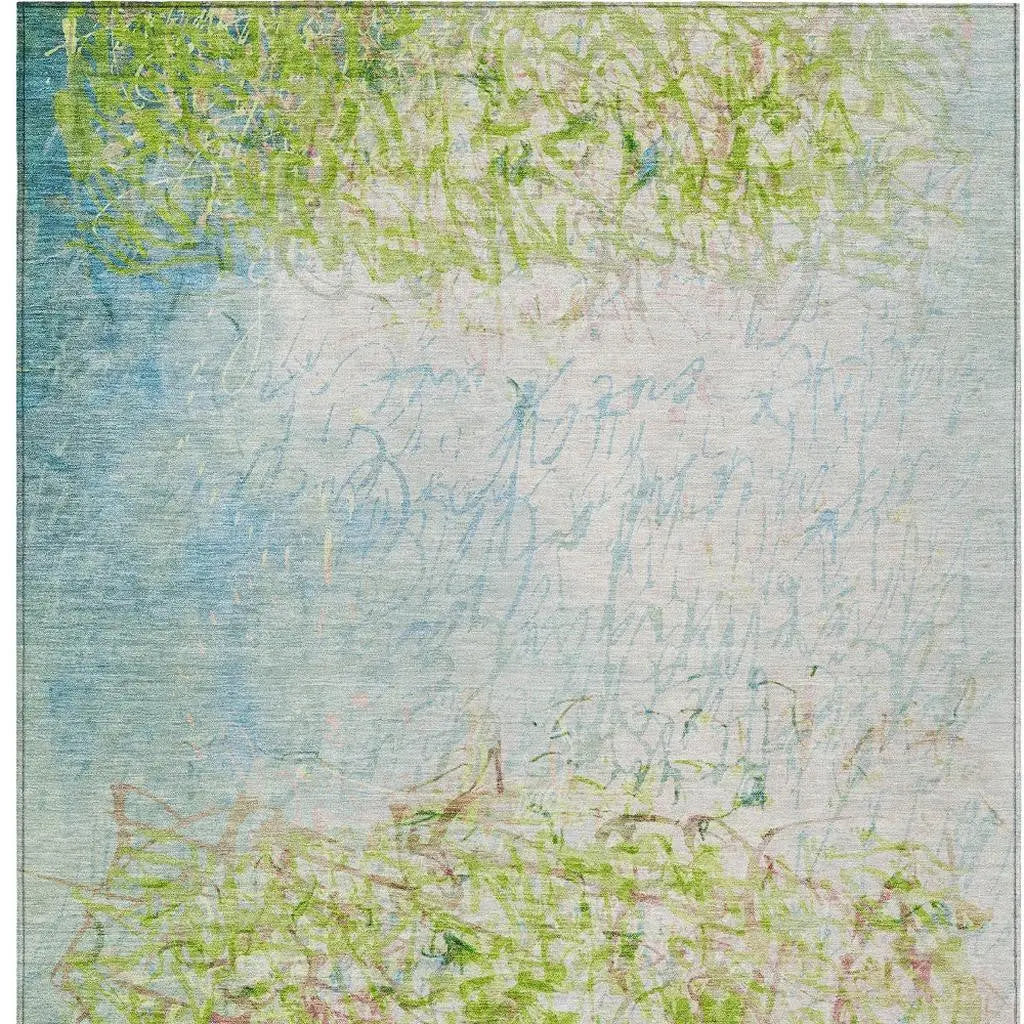 3' X 5' Lime Green And Ivory Abstract Washable Indoor Outdoor Area Rug Homeroots Outdoor