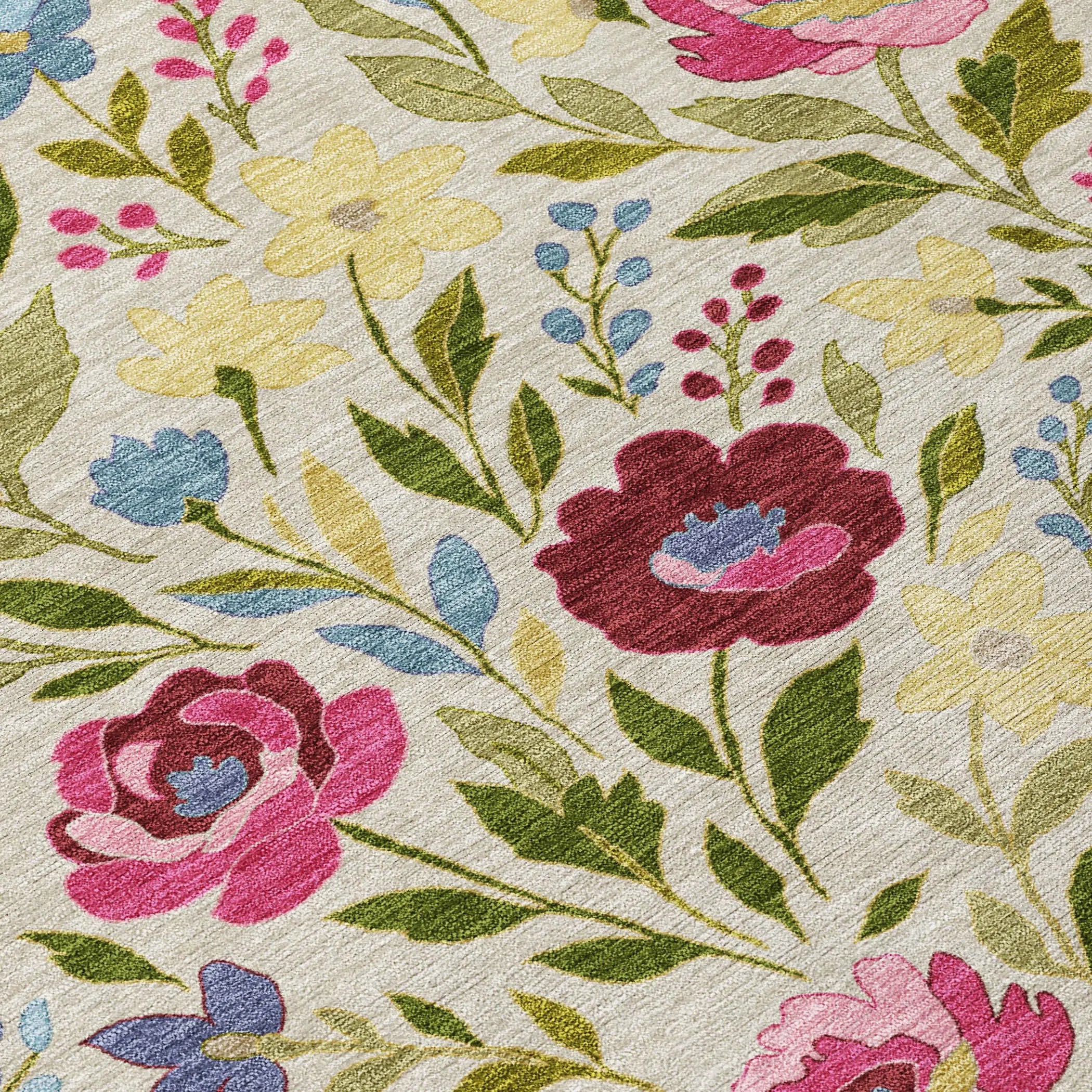 3' X 5' Linen And Blush Floral Washable Indoor Outdoor Area Rug Homeroots Outdoor