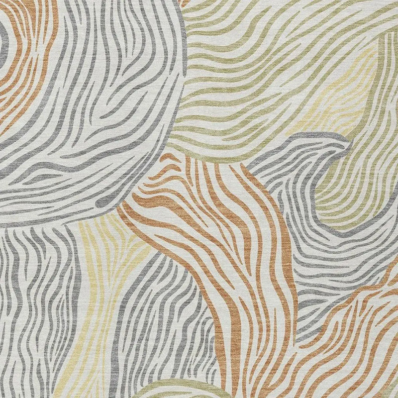3' X 5' Linen And Green Ikat Washable Indoor Outdoor Area Rug Homeroots Outdoor