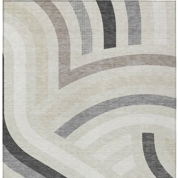 3' X 5' Linen And Ivory Abstract Washable Indoor Outdoor Area Rug Homeroots Outdoor