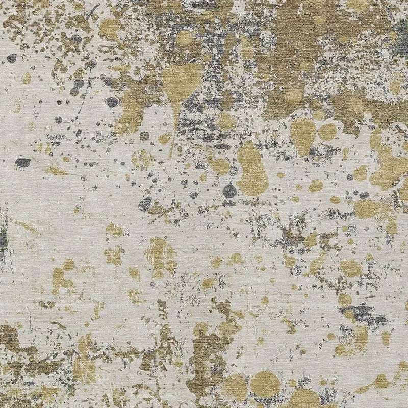 3' X 5' Linen And Ivory Abstract Washable Indoor Outdoor Area Rug Homeroots Outdoor