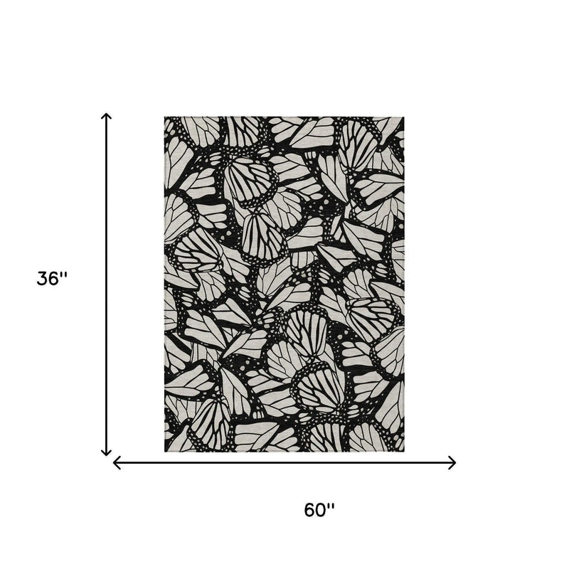 3' X 5' Linen And Ivory Animal Print Washable Indoor Outdoor Area Rug Homeroots Outdoor