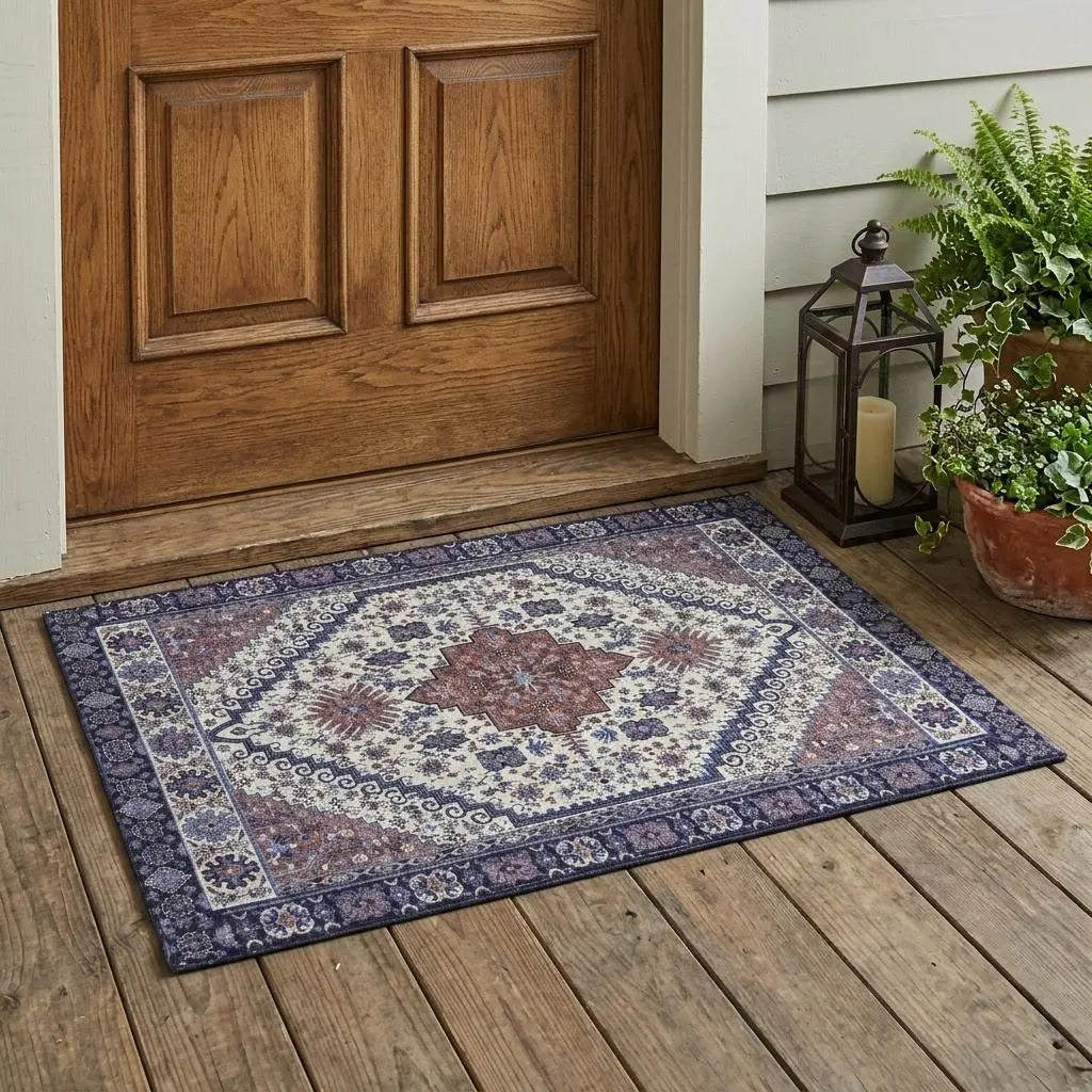 3' X 5' Linen And Ivory Oriental Washable Indoor Outdoor Area Rug Homeroots Outdoor