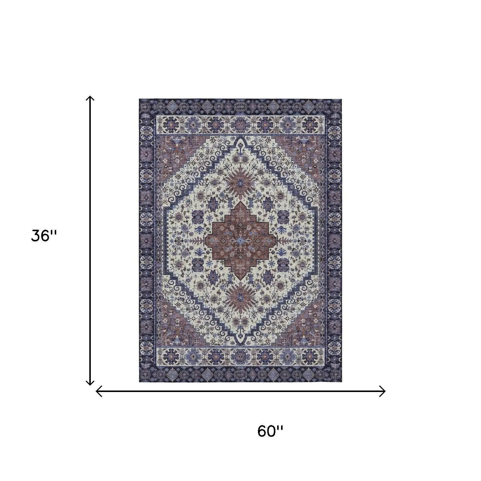 3' X 5' Linen And Ivory Oriental Washable Indoor Outdoor Area Rug Homeroots Outdoor