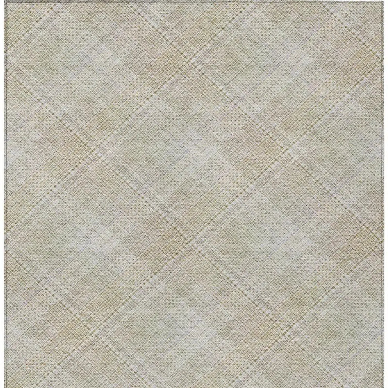 3' X 5' Linen And Ivory Plaid Washable Indoor Outdoor Area Rug Homeroots Outdoor