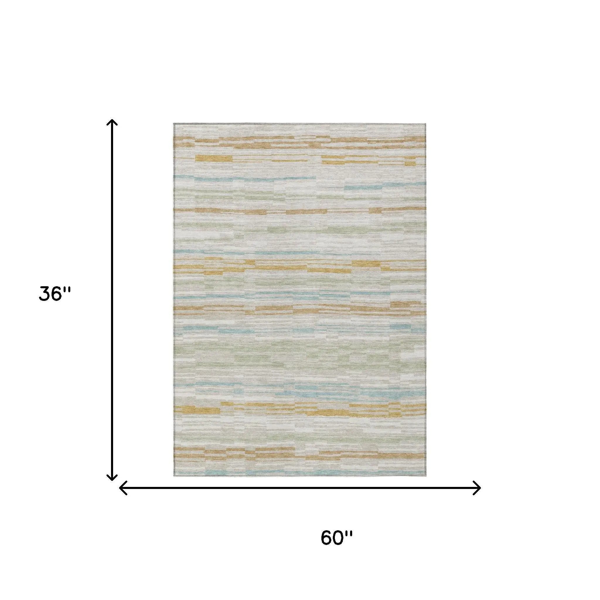 3' X 5' Linen And Ivory Striped Washable Indoor Outdoor Area Rug Homeroots Outdoor