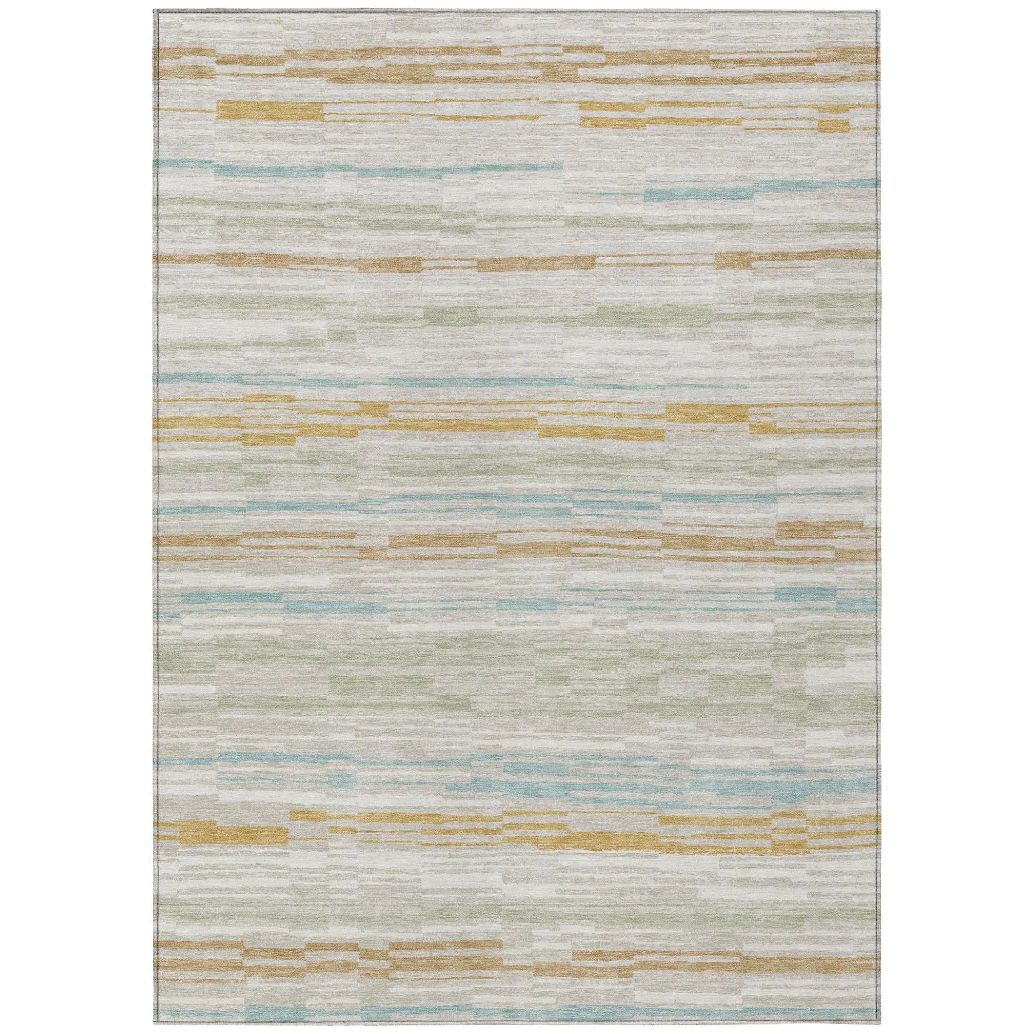 3' X 5' Linen And Ivory Striped Washable Indoor Outdoor Area Rug Homeroots Outdoor