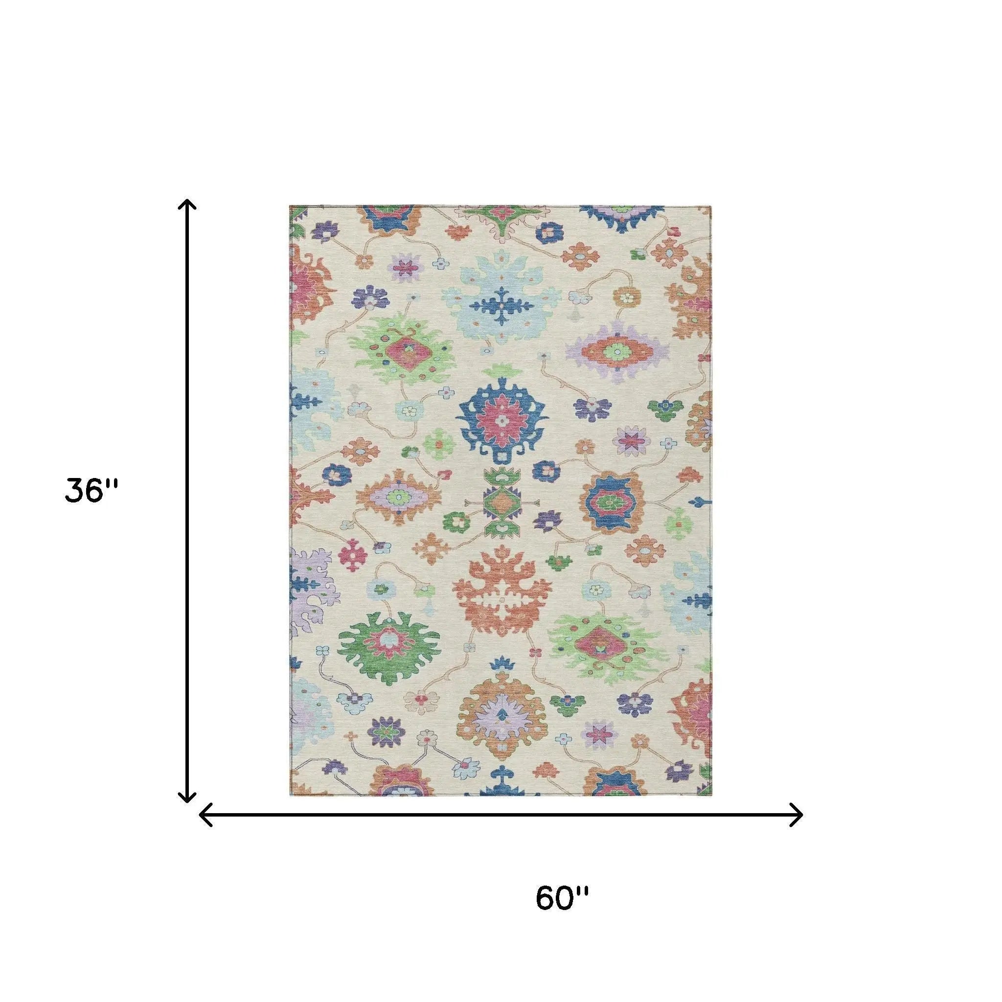 3' X 5' Linen And Navy Blue Oriental Washable Indoor Outdoor Area Rug Homeroots Outdoor