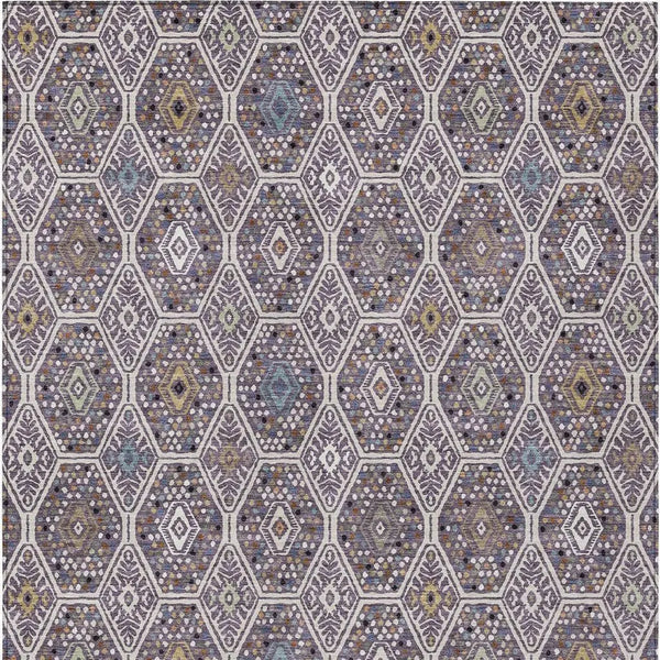 3' X 5' Linen And Plum Geometric Washable Indoor Outdoor Area Rug Homeroots Outdoor