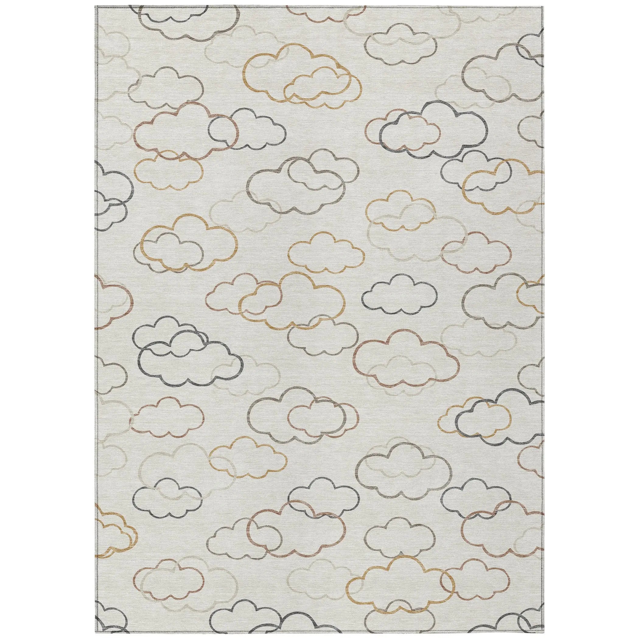 3' X 5' Linen And Wheat Abstract Washable Indoor Outdoor Area Rug Homeroots Outdoor