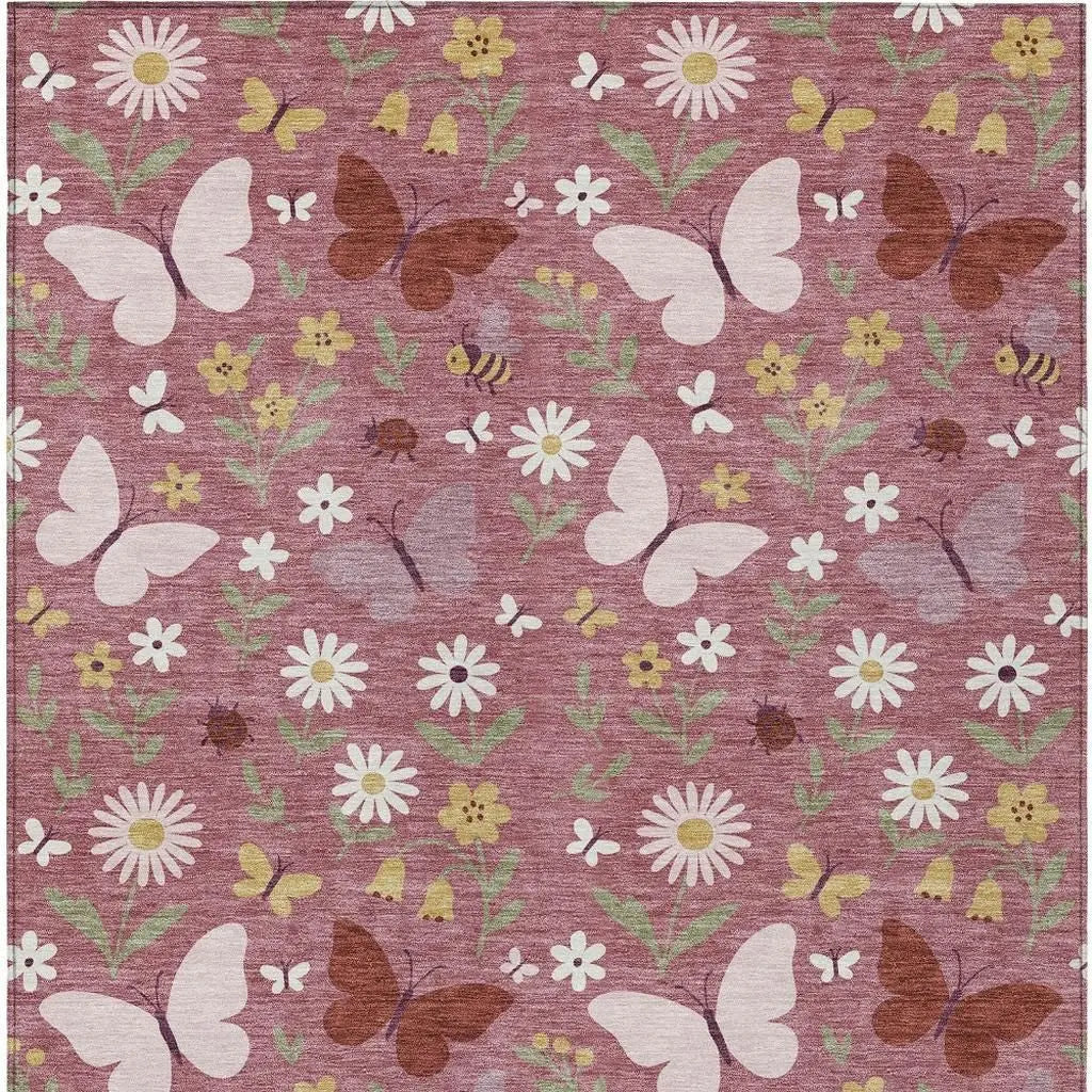 3' X 5' Mauve And Pink Abstract Washable Indoor Outdoor Area Rug Homeroots Outdoor