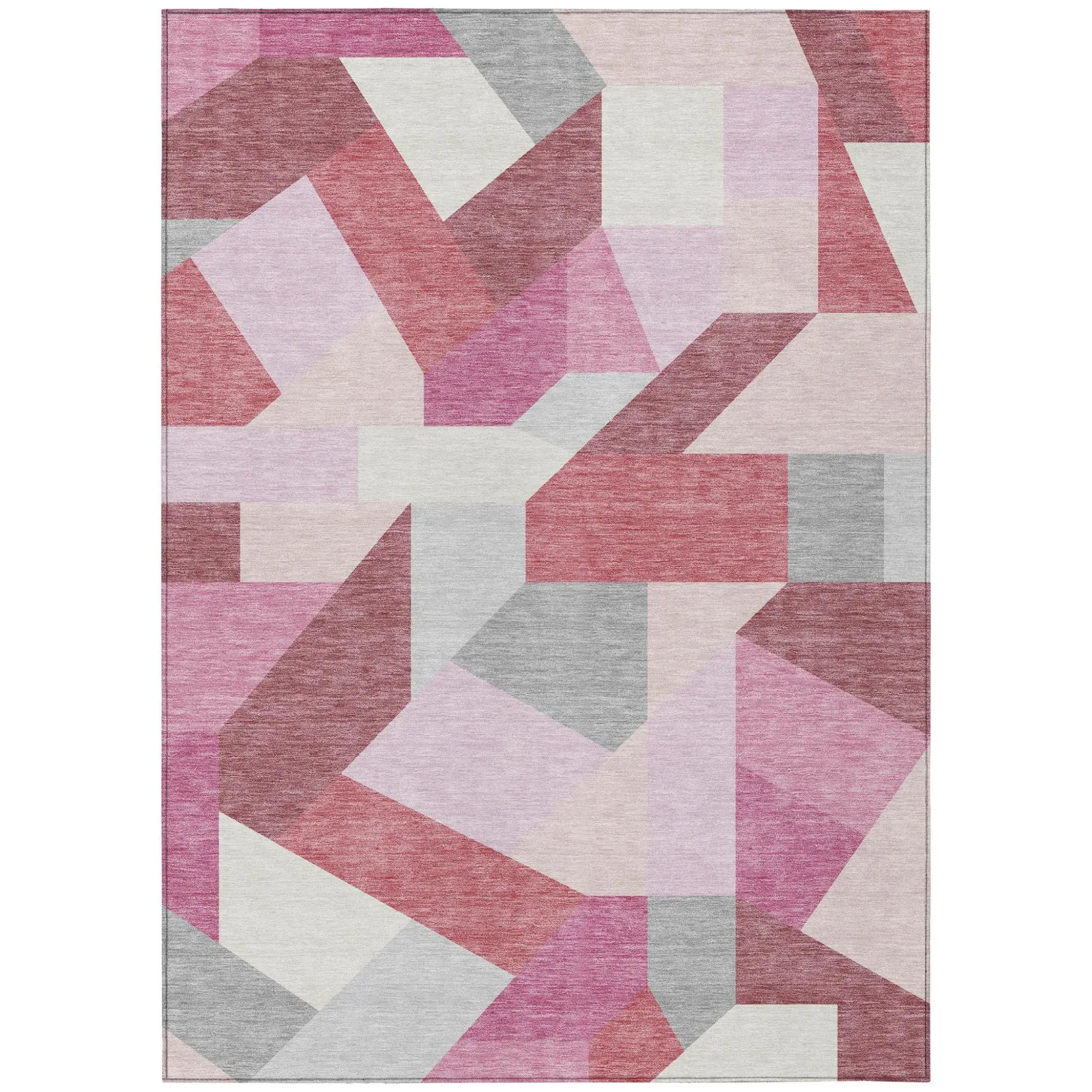 3' X 5' Mauve And Pink Geometric Washable Indoor Outdoor Area Rug Homeroots Outdoor