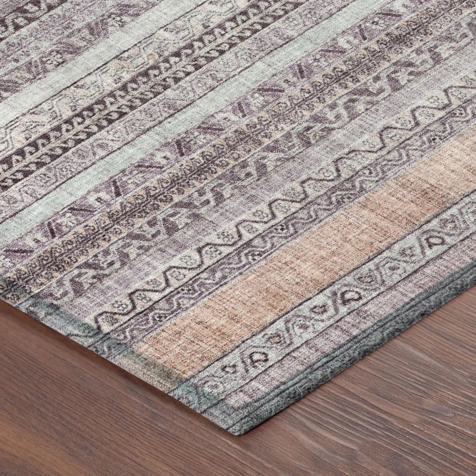 3' X 5' Mauve And Pink Striped Washable Indoor Outdoor Area Rug Homeroots Outdoor