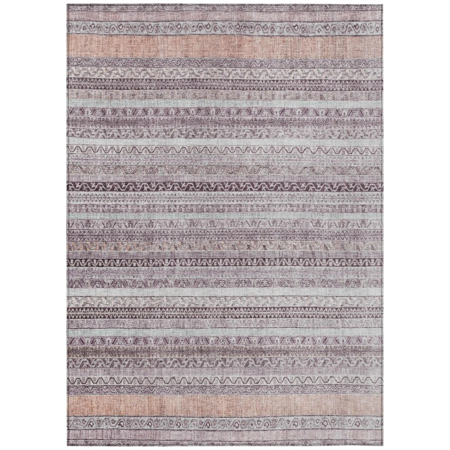 3' X 5' Mauve And Pink Striped Washable Indoor Outdoor Area Rug Homeroots Outdoor