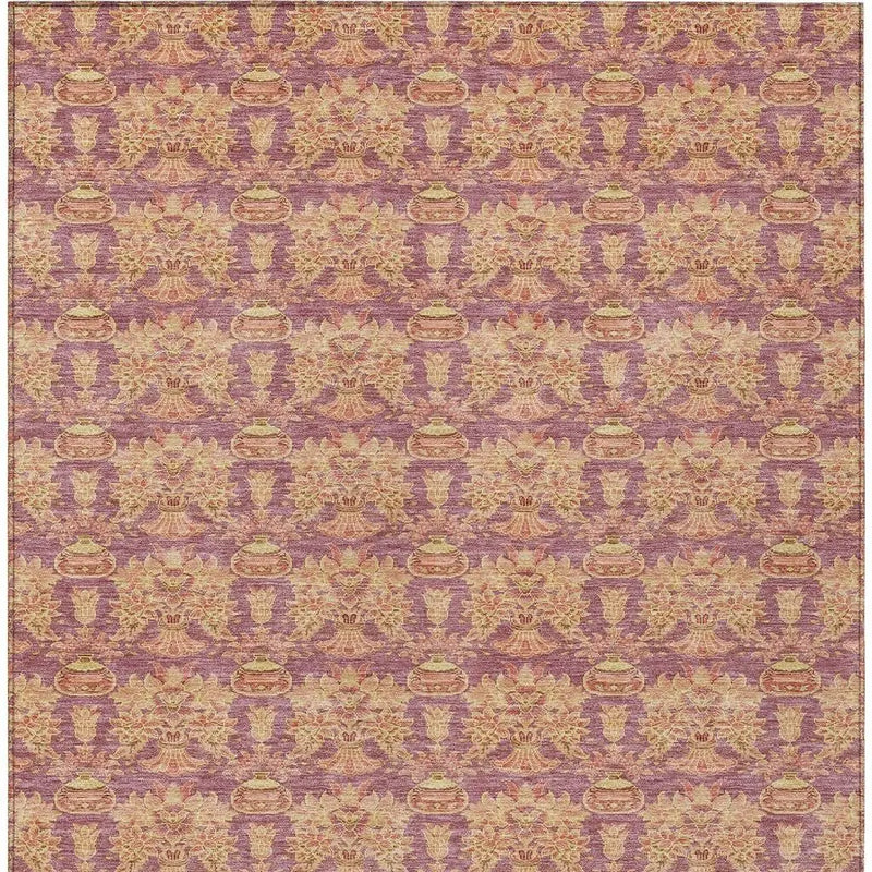 3' X 5' Mauve And Taupe Floral Washable Indoor Outdoor Area Rug Homeroots Outdoor