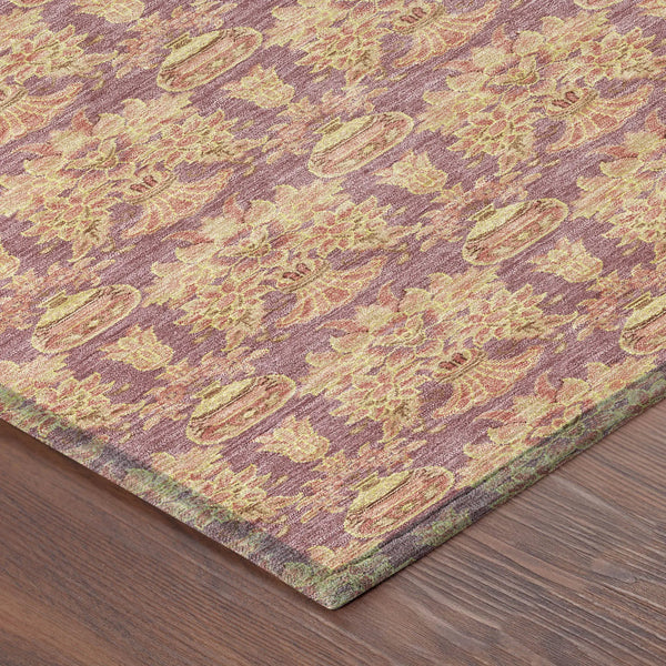 3' X 5' Mauve And Taupe Floral Washable Indoor Outdoor Area Rug Homeroots Outdoor