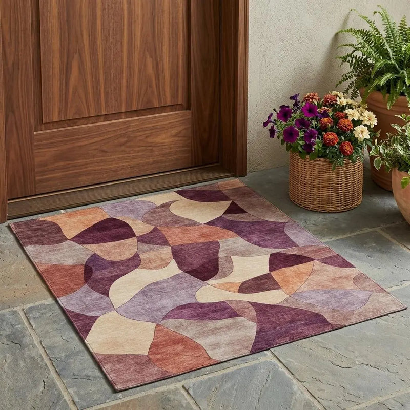 3' X 5' Merlot And Red Abstract Washable Indoor Outdoor Area Rug Homeroots Outdoor