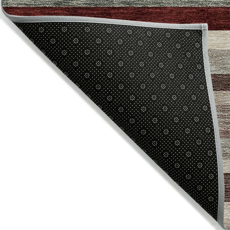 3' X 5' Merlot Burgundy And Beige Striped Washable Indoor Outdoor Area Rug Homeroots Outdoor
