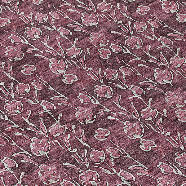 3' X 5' Merlot Mauve And Ivory Floral Washable Indoor Outdoor Area Rug Homeroots Outdoor