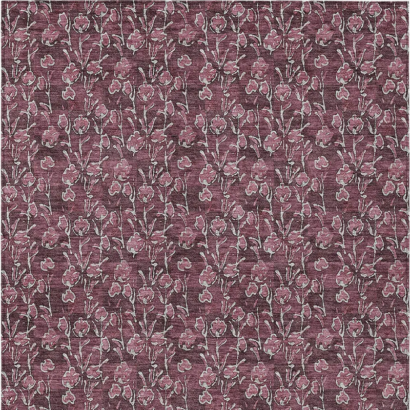 3' X 5' Merlot Mauve And Ivory Floral Washable Indoor Outdoor Area Rug Homeroots Outdoor