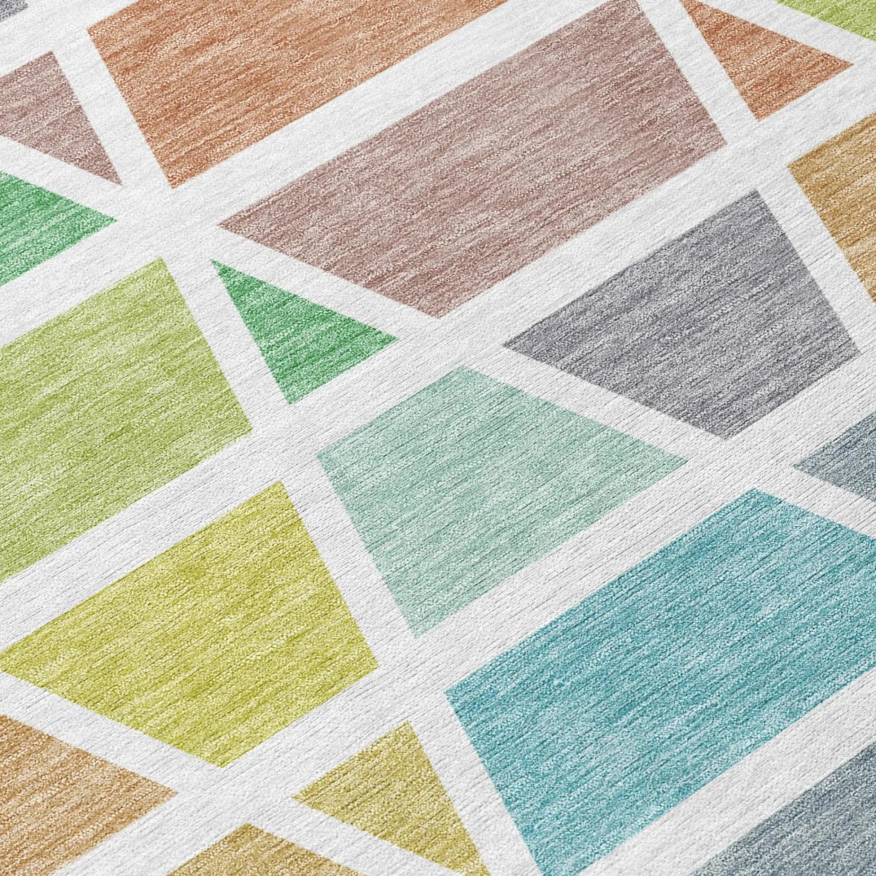 3' X 5' Mint Green And Green Geometric Washable Indoor Outdoor Area Rug Homeroots Outdoor
