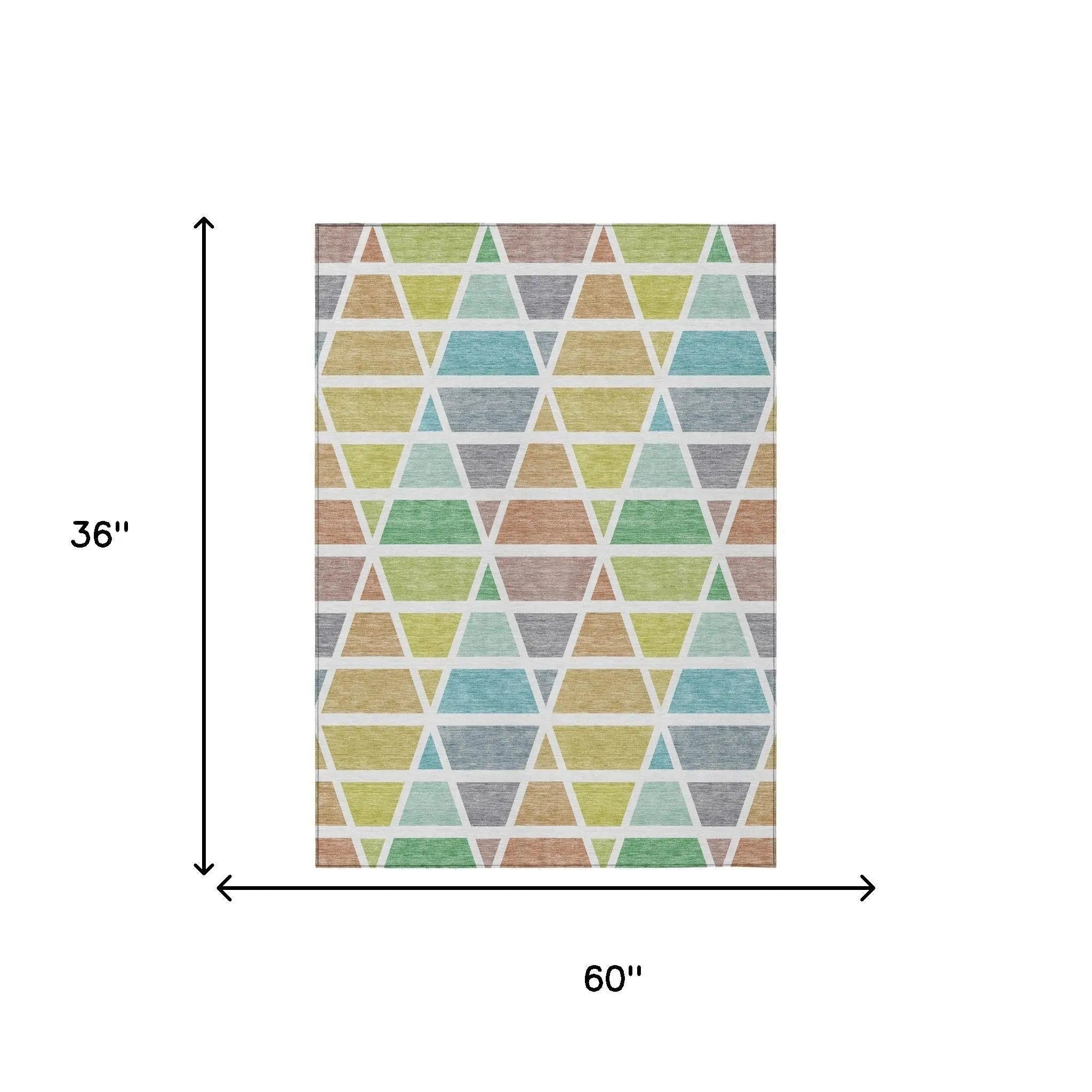 3' X 5' Mint Green And Green Geometric Washable Indoor Outdoor Area Rug Homeroots Outdoor