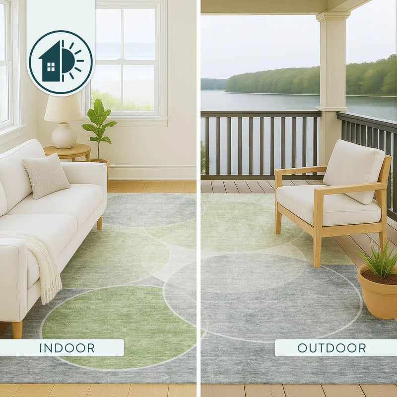 3' X 5' Mint Green And Green Geometric Washable Indoor Outdoor Area Rug Homeroots Outdoor