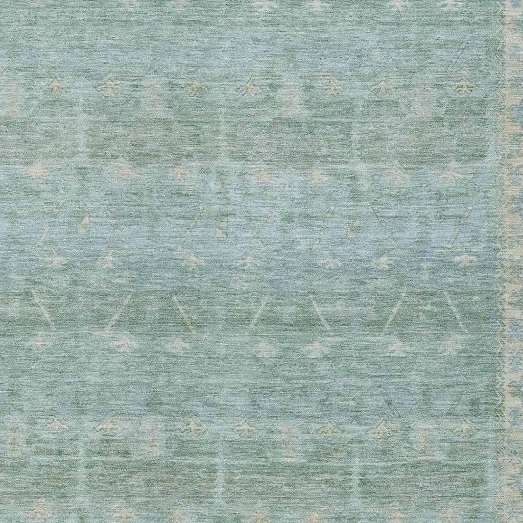 3' X 5' Mint Green And Green Tribal Washable Indoor Outdoor Area Rug Homeroots Outdoor