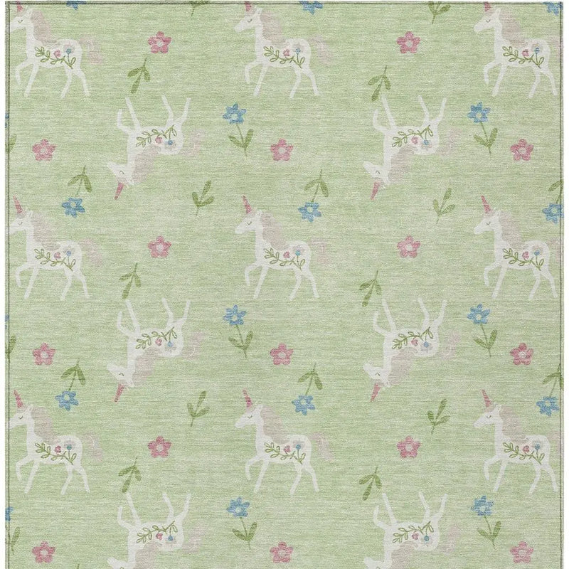 3' X 5' Mint Green And Ivory Floral Washable Indoor Outdoor Area Rug Homeroots Outdoor