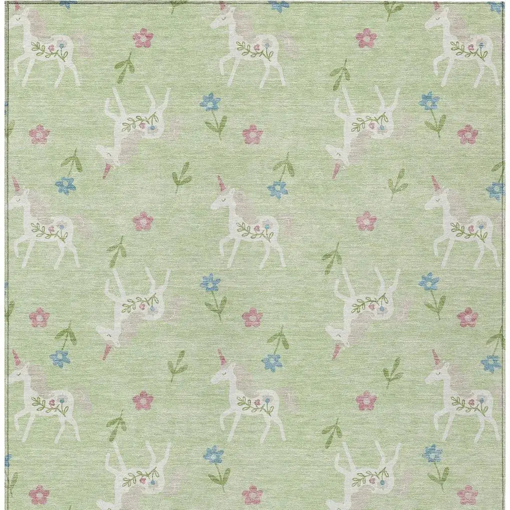 3' X 5' Mint Green And Ivory Floral Washable Indoor Outdoor Area Rug Homeroots Outdoor