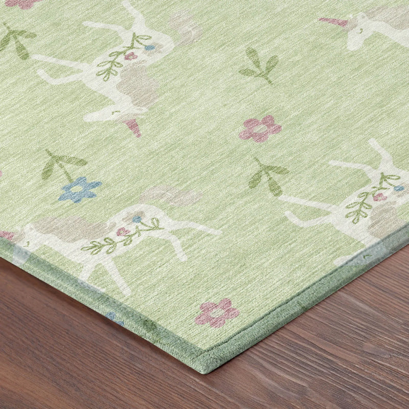 3' X 5' Mint Green And Ivory Floral Washable Indoor Outdoor Area Rug Homeroots Outdoor