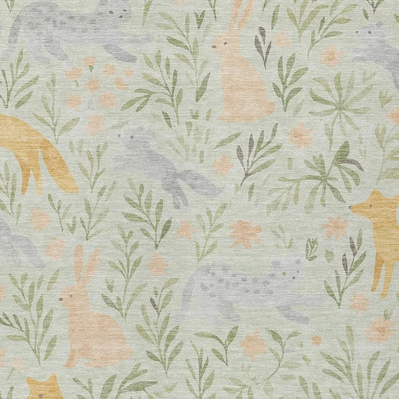 3' X 5' Mint Green And Pink Botanical Leaves Washable Indoor Outdoor Area Rug Homeroots Outdoor