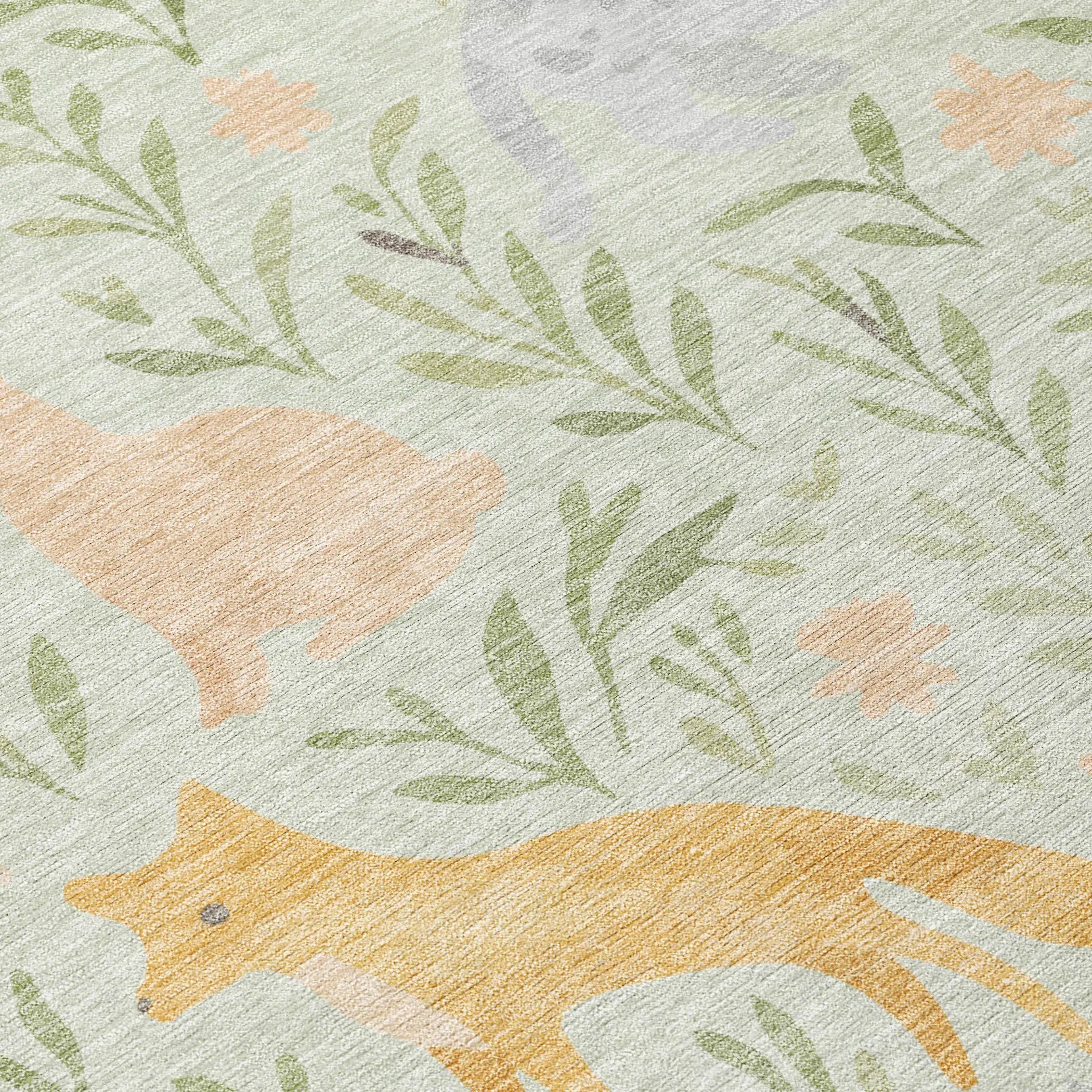3' X 5' Mint Green And Pink Botanical Leaves Washable Indoor Outdoor Area Rug Homeroots Outdoor