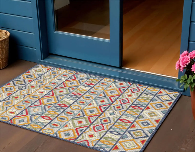 3' X 5' Multi Aztec Pattern Indoor Outdoor Area Rug Homeroots Outdoor