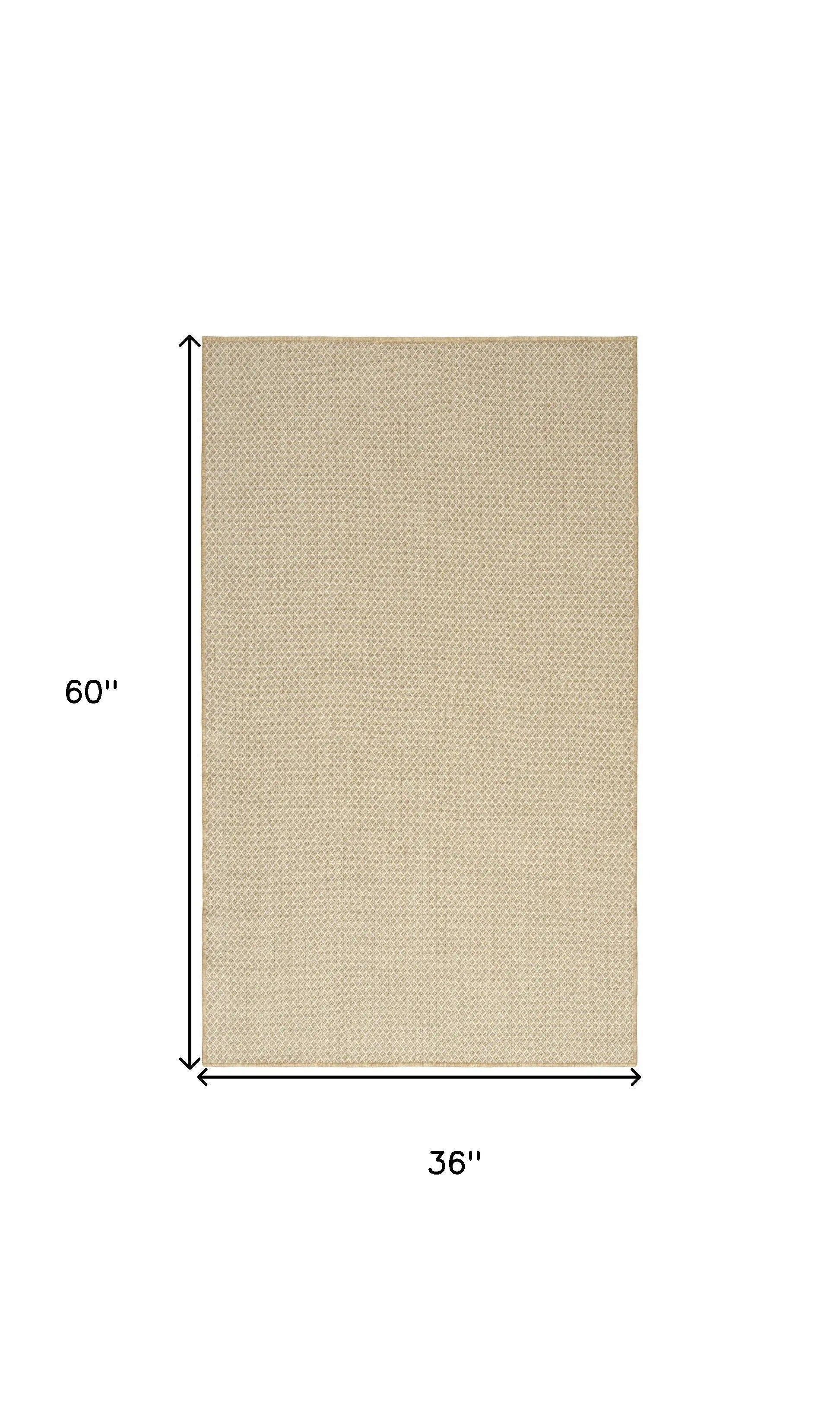 3' X 5' Natural And Ivory Geometric Indoor Outdoor Area Rug Homeroots Outdoor