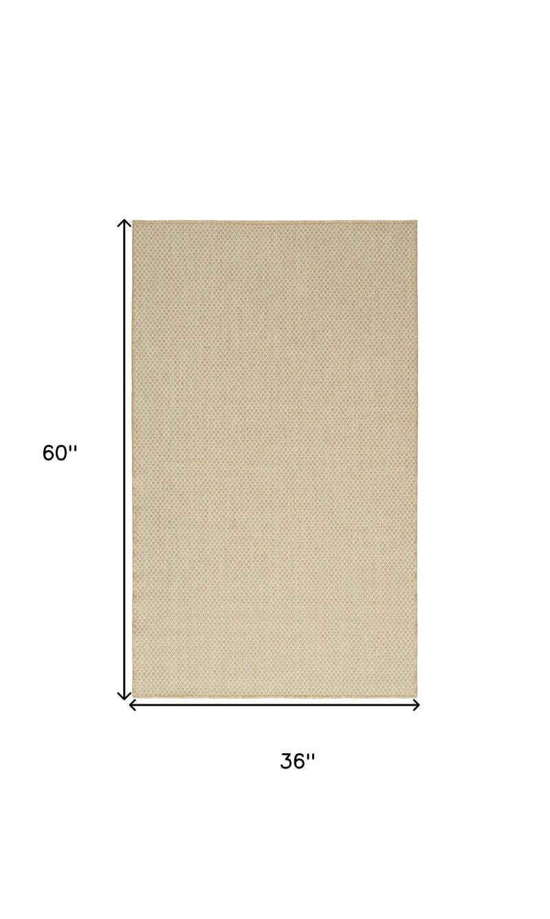 3' X 5' Natural And Ivory Geometric Indoor Outdoor Area Rug Homeroots Outdoor