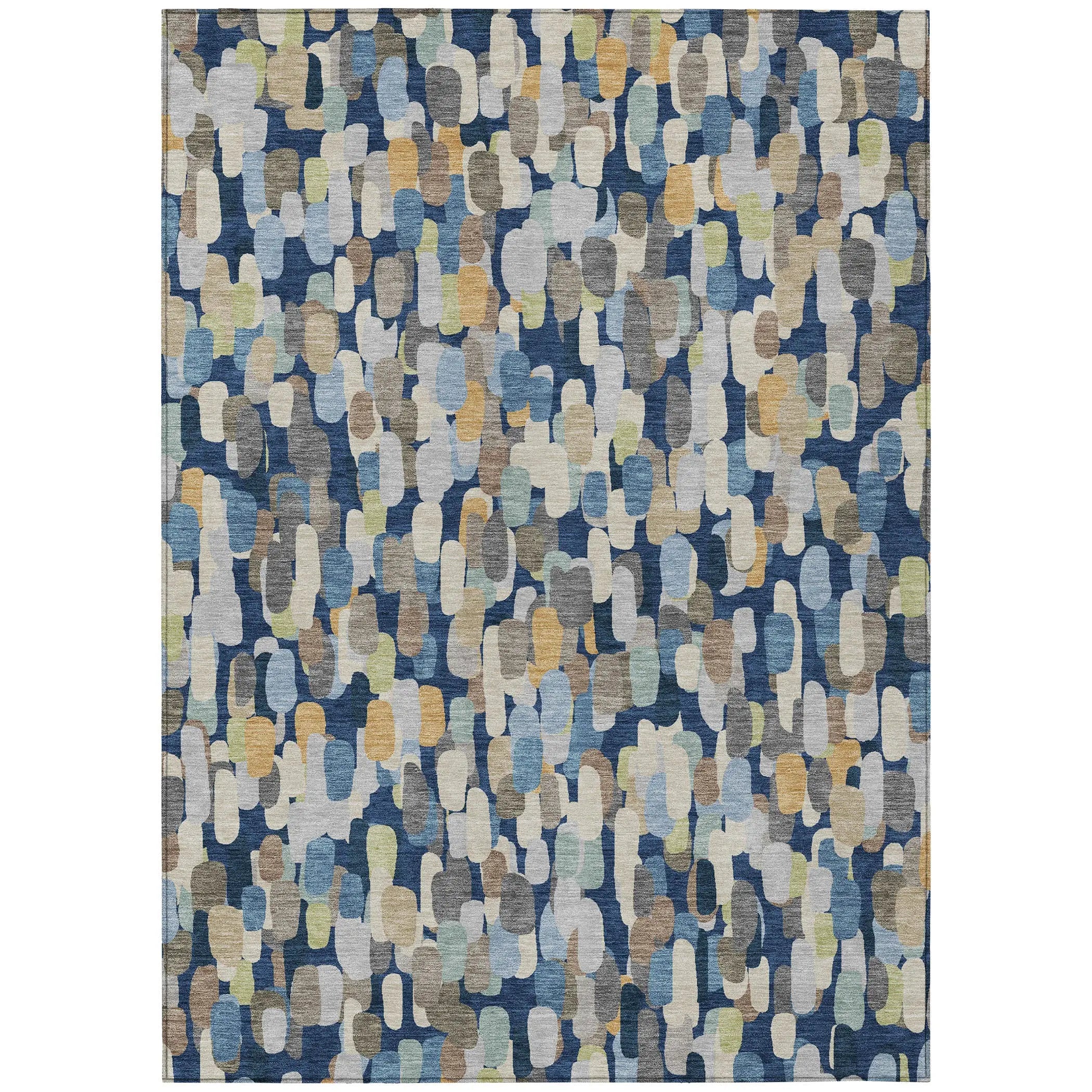 3' X 5' Navy Blue And Beige Abstract Washable Indoor Outdoor Area Rug Homeroots Outdoor