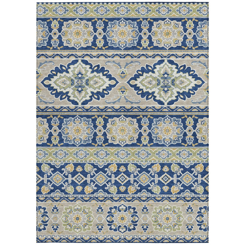3' X 5' Navy Blue And Beige Tribal Washable Indoor Outdoor Area Rug Homeroots Outdoor