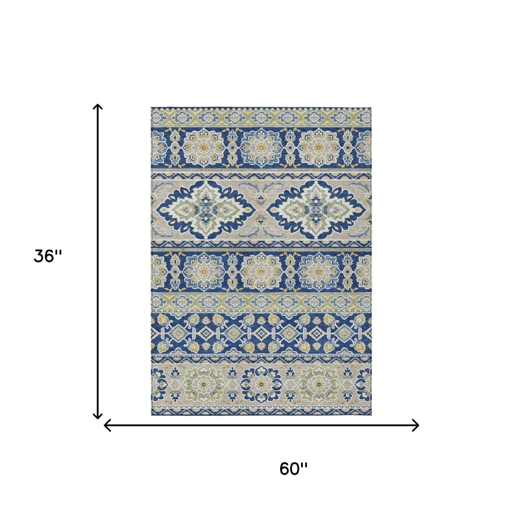 3' X 5' Navy Blue And Beige Tribal Washable Indoor Outdoor Area Rug Homeroots Outdoor