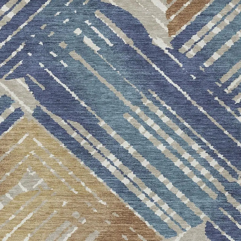 3' X 5' Navy Blue And Black Geometric Washable Indoor Outdoor Area Rug Homeroots Outdoor