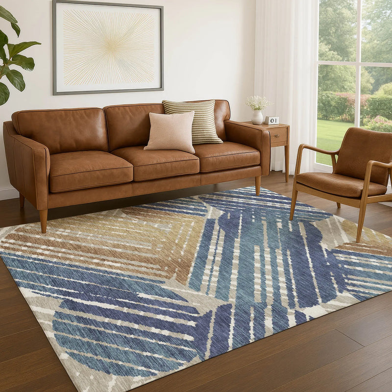 3' X 5' Navy Blue And Black Geometric Washable Indoor Outdoor Area Rug Homeroots Outdoor