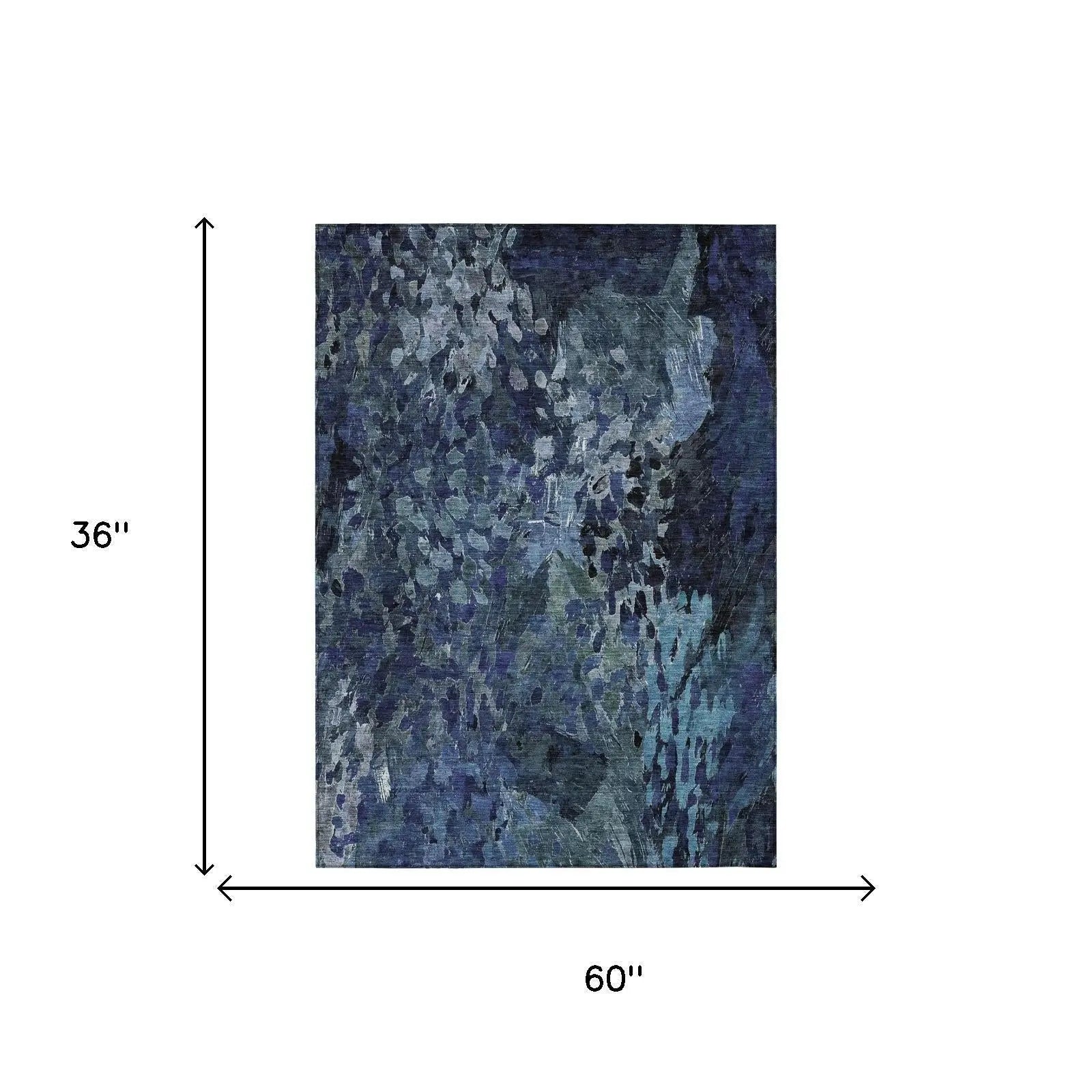 3' X 5' Navy Blue And Blue Abstract Washable Indoor Outdoor Area Rug Homeroots Outdoor