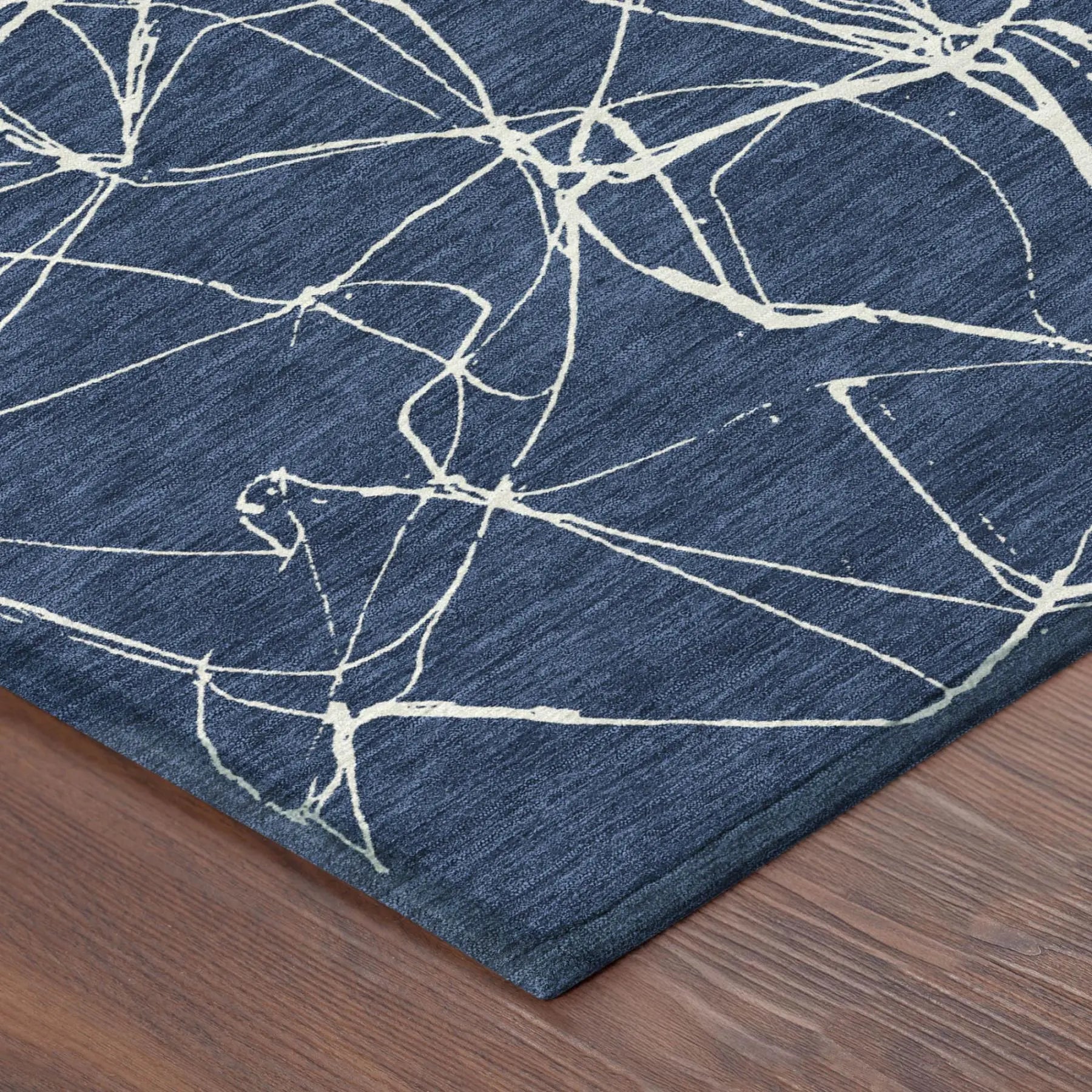 3' X 5' Navy Blue And Blue Abstract Washable Indoor Outdoor Area Rug Homeroots Outdoor