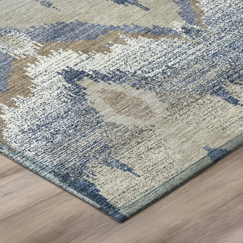 3' X 5' Navy Blue And Blue Abstract Washable Indoor Outdoor Area Rug Homeroots Outdoor