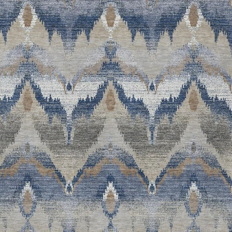 3' X 5' Navy Blue And Blue Abstract Washable Indoor Outdoor Area Rug Homeroots Outdoor