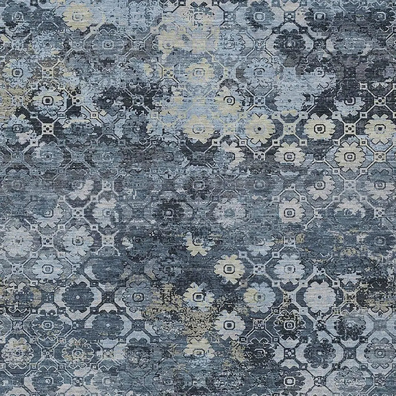 3' X 5' Navy Blue And Blue Abstract Washable Indoor Outdoor Area Rug Homeroots Outdoor