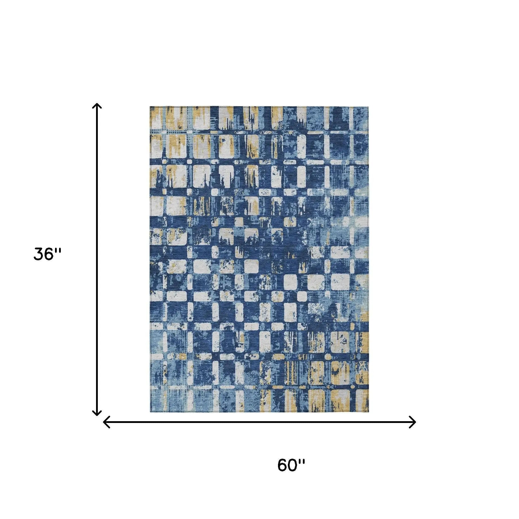 3' X 5' Navy Blue And Blue Abstract Washable Indoor Outdoor Area Rug Homeroots Outdoor